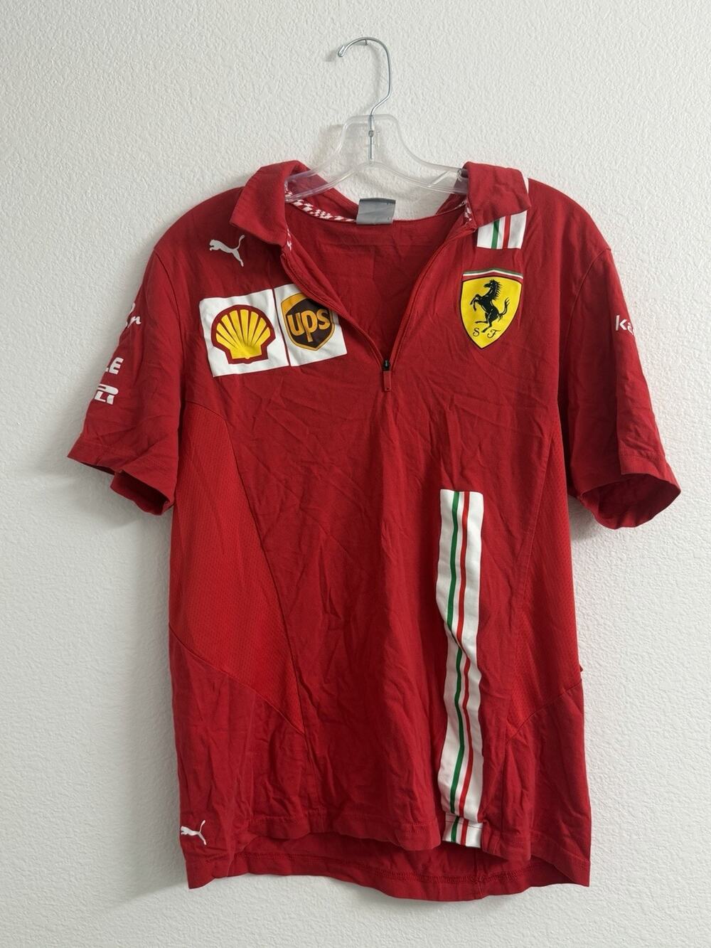 Puma Scuderia Ferrari F1 Team Polo Shirt Red Zip Men’s M